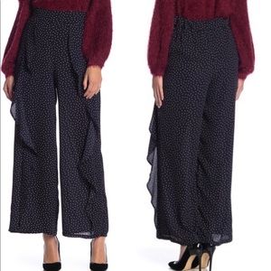 New Blu Pepper Polka Dot Ruffle Wide Leg Pants